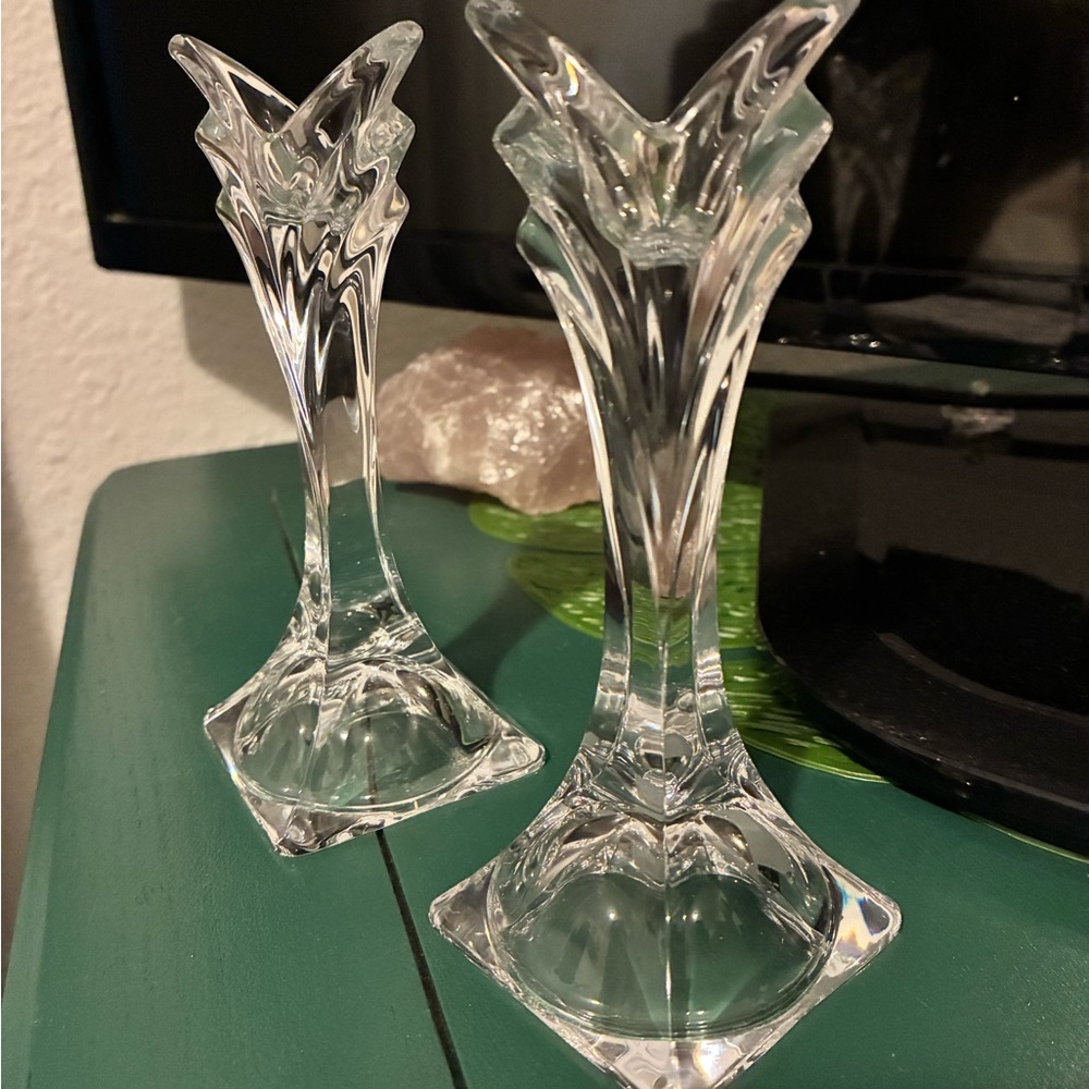 Vintage set Mikasa Clear Crystal Candle Holders